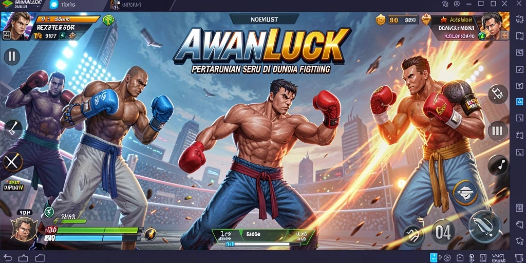 Screenshot menampilkan aksi pertarungan seru dalam AWANLUCK.