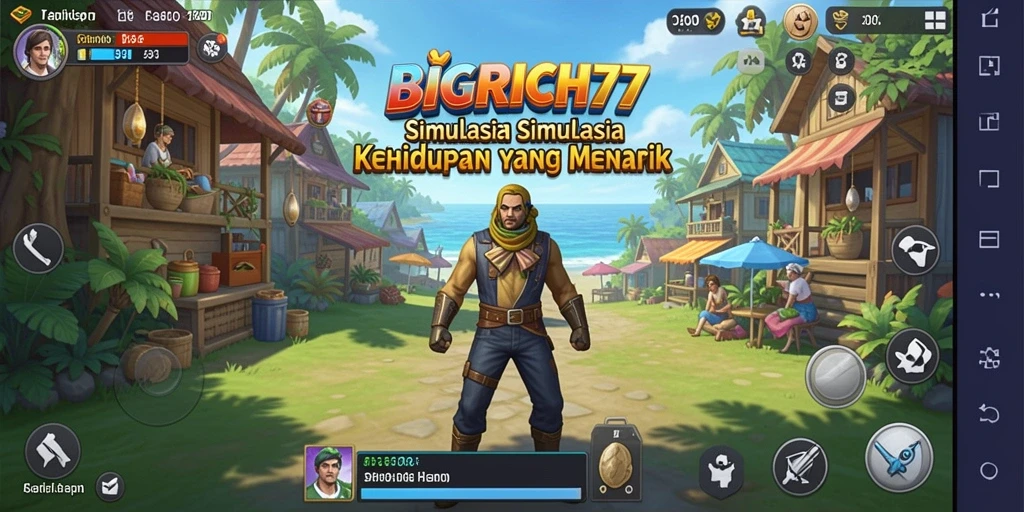 Screenshot gameplay BIGRICH77 menunjukkan interaksi sosial yang dinamis.