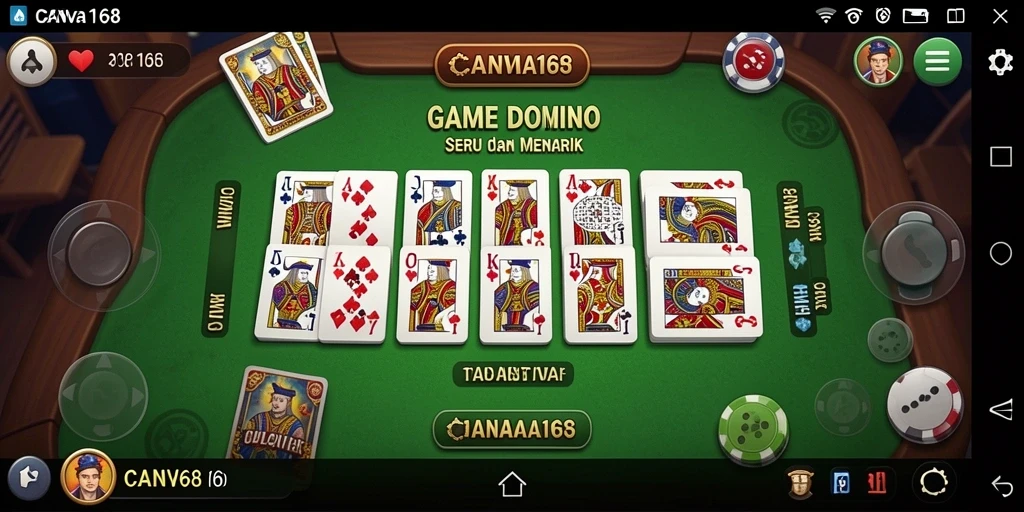 Tampilan seru gameplay Domino di CANVA168.
