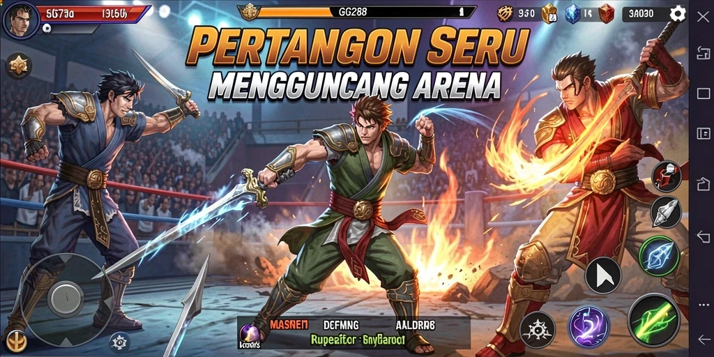 Screenshot gameplay GG288 menunjukkan aksi pertarungan yang mendebarkan.