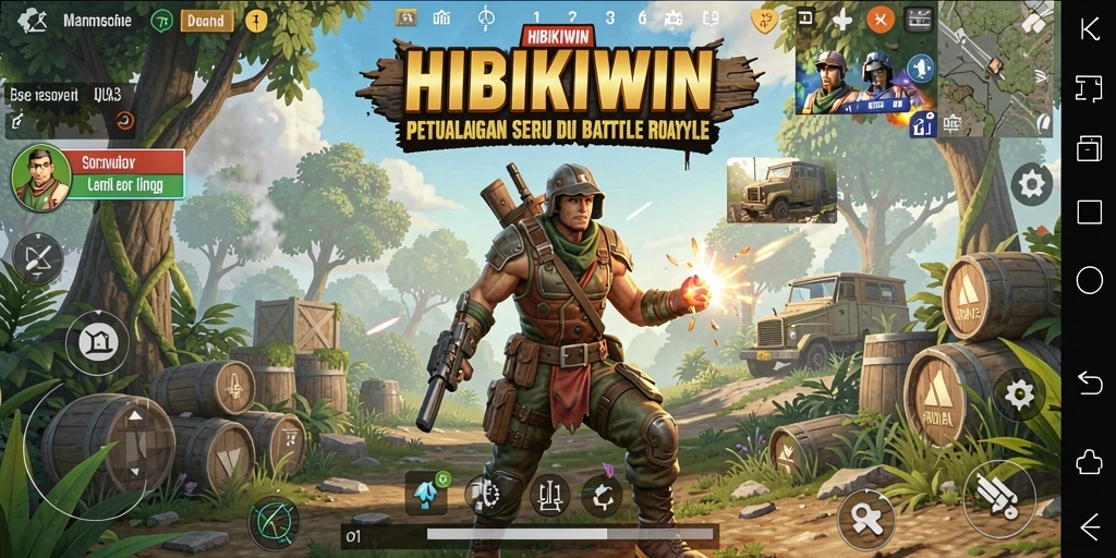 Gameplay menegangkan di HIBIKIWIN saat bertarung untuk bertahan hidup.
