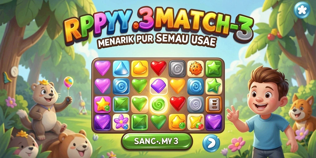 Tampilan menarik dari gameplay Match-3 yang memukau.