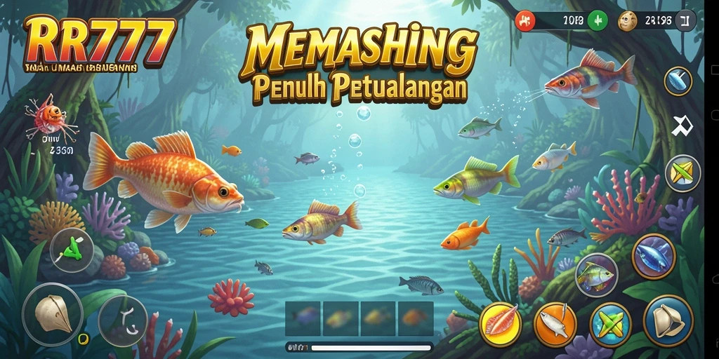 Screenshot gameplay RR777 yang menampilkan aksi memancing seru.