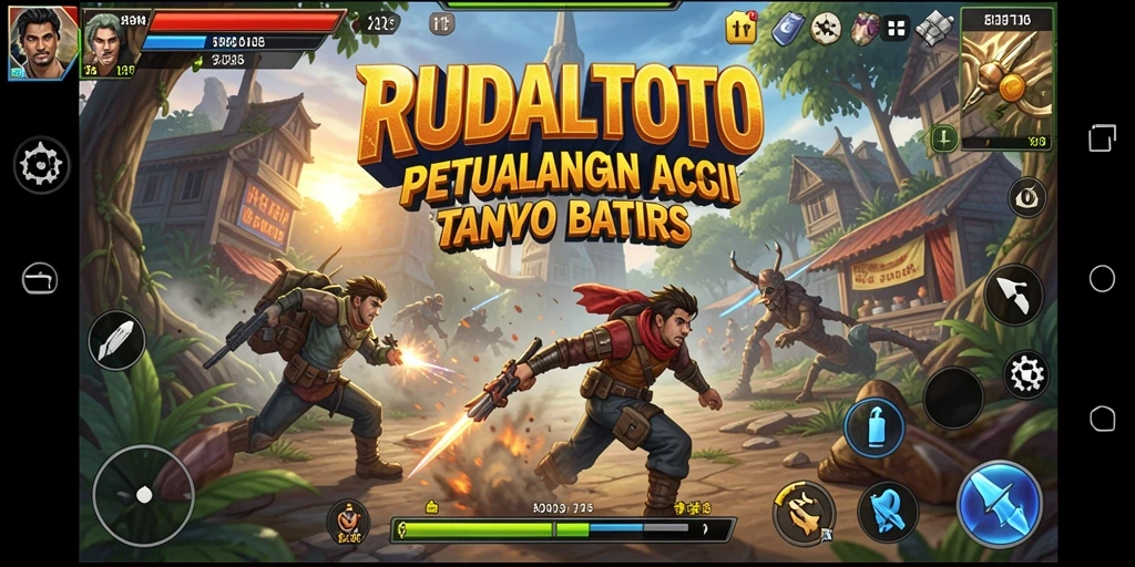 Screenshot gameplay RUDALTOTO menampilkan aksi pertempuran intens.