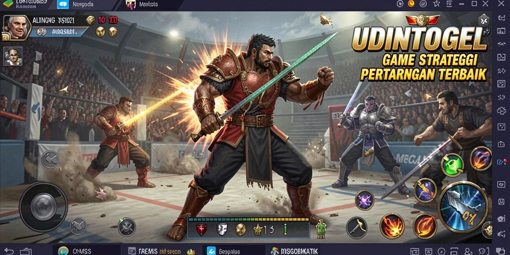 Tangkapan layar gameplay <strong>UDINTOGEL</strong> menampilkan aksi pertempuran strategis yang seru.