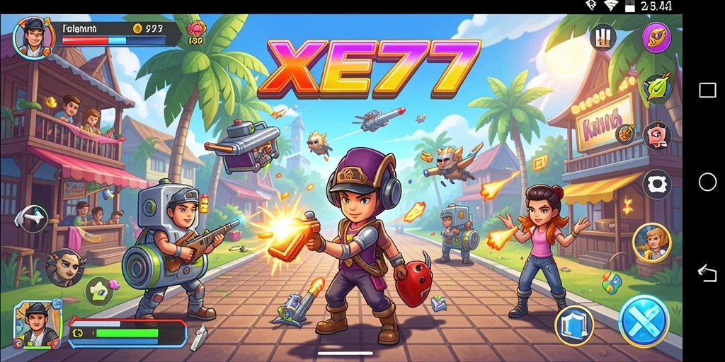Tampilan gameplay menegangkan XE77 dengan grafis yang memukau.